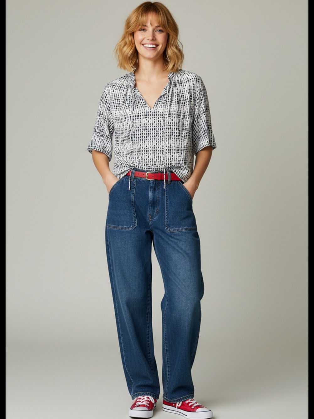 NWT Blue and White Billowy Blouse